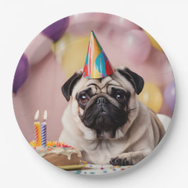 Mops Birthday Party Pappteller