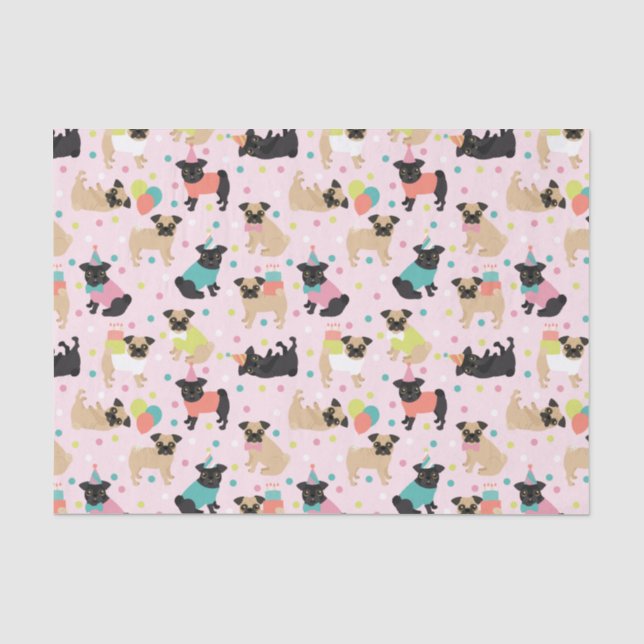 Mops Birthday Tissue Paper Seidenpapier (Vorderseite)