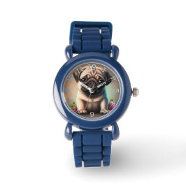 Mops - Blende mit schwarzen Zahlen Beobachten Armbanduhr