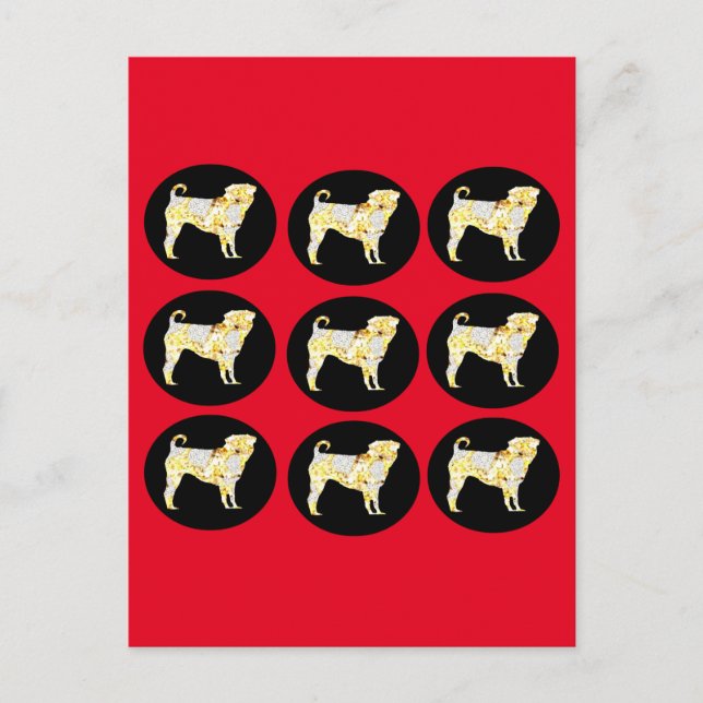 MOPS BLING! POSTKARTE (Vorderseite)