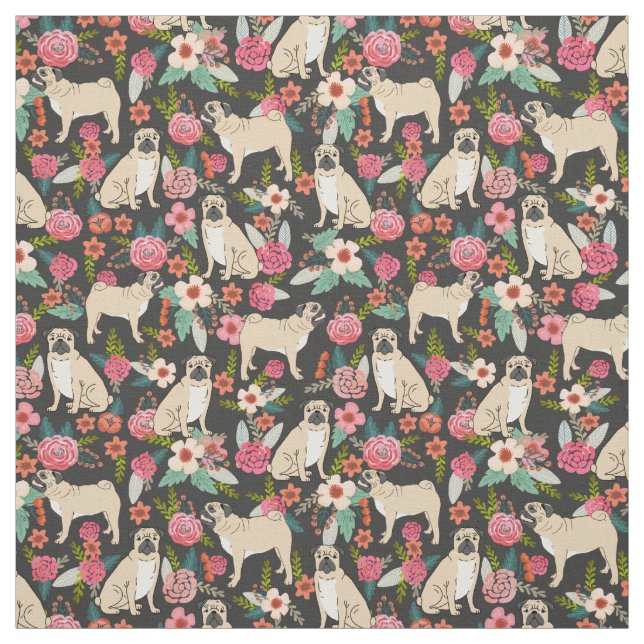 Mops-Blume Blumenmuster Stoff (Muster)