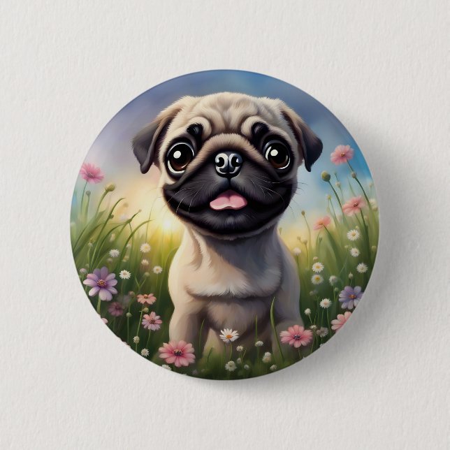 Mops-Blume Button (Vorderseite)