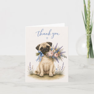 Mops Blumenstrauß Dankeschön Dankeskarte