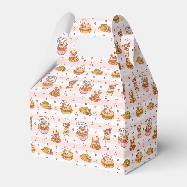 Mops Bon Appetit Hamburger Taco Food Geschenkschachtel (Vorderseite)