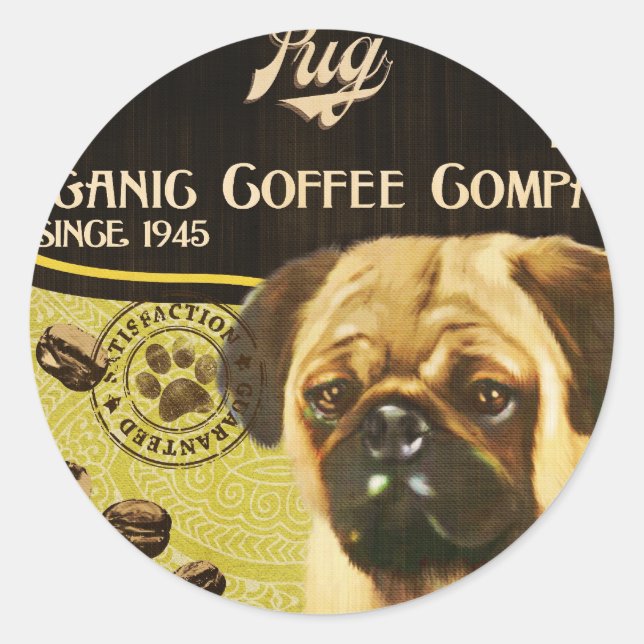 Mops Brand - Bio Coffee Company Runder Aufkleber (Vorderseite)