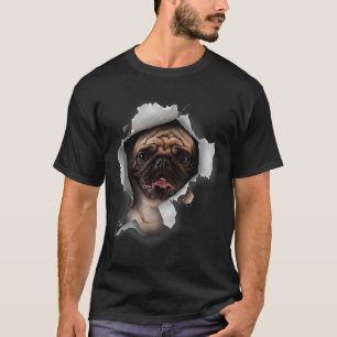 Mops-Breakout 3D Hunde-Liebhaber Lustiger Welpenli T-Shirt