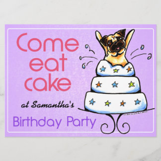 Mops Cake Girl Off-Leash Art™ von Welppy Birthday  Einladung