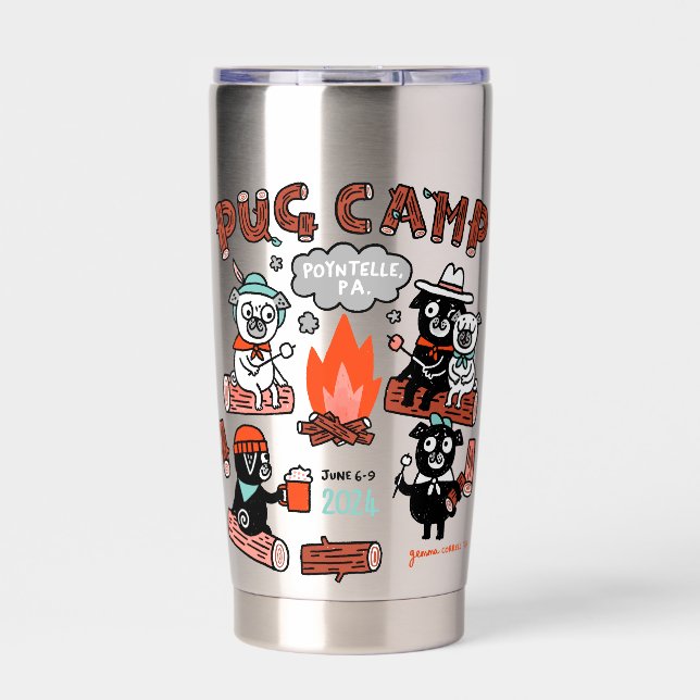 Mops Camp 2024 20 OZ Edelstahltumbler Thermobecher (Vorderseite)