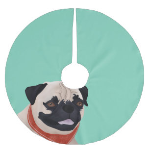 Mops-Cartoon Polyester Weihnachtsbaumdecke