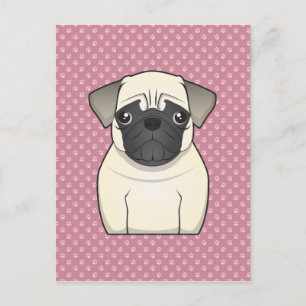 Mops Cartoon Postkarte