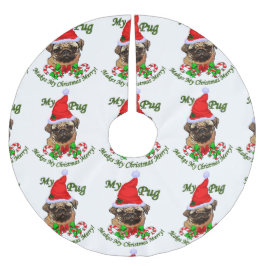 Mops Christmas Merry Polyester Weihnachtsbaumdecke