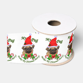 Mops Christmas Merry Ripsband
