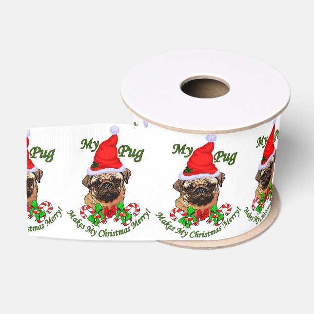Mops Christmas Merry Ripsband (Spule)