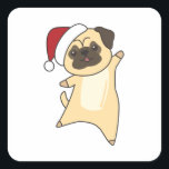 Mops Christmas Snow Winter Animals Dogs Quadratischer Aufkleber<br><div class="desc">The pug dog at Christmas with fairy lights. Funny animals with gifts and snow for the holidays. Also funny for Christmas in July. Dogs are cute animals and are perfect for Christmas.</div>