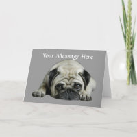 Mops-Clown an der Herz-Gruß-Karte