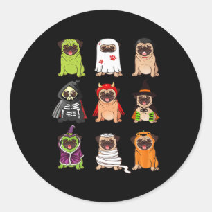 Mops Collection Happy Pugoween Halloween Spooky Co Runder Aufkleber