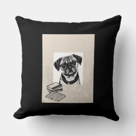 Mops Dackel Hund tragen Brille Kissen Kissen