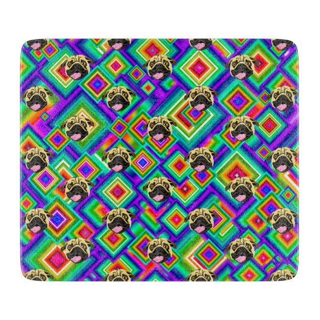 Mops-dekoratives hackendes Glasbrett 6" x 7" Schneidebrett (Vorderseite)