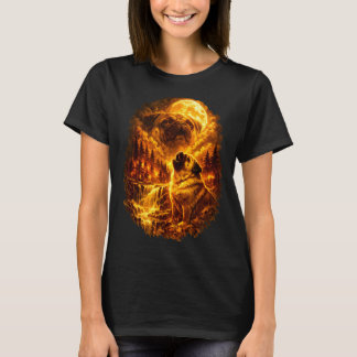 Mops, der den Mond anheult, dramatischer Vollmond  T-Shirt