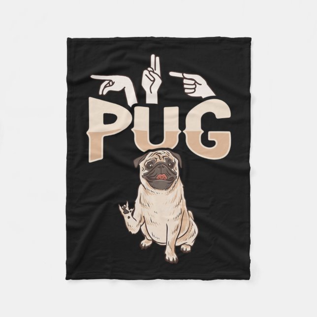 Mops der Handgesture Gehörte Gehörlosigkeit Fleecedecke (Vorderseite)