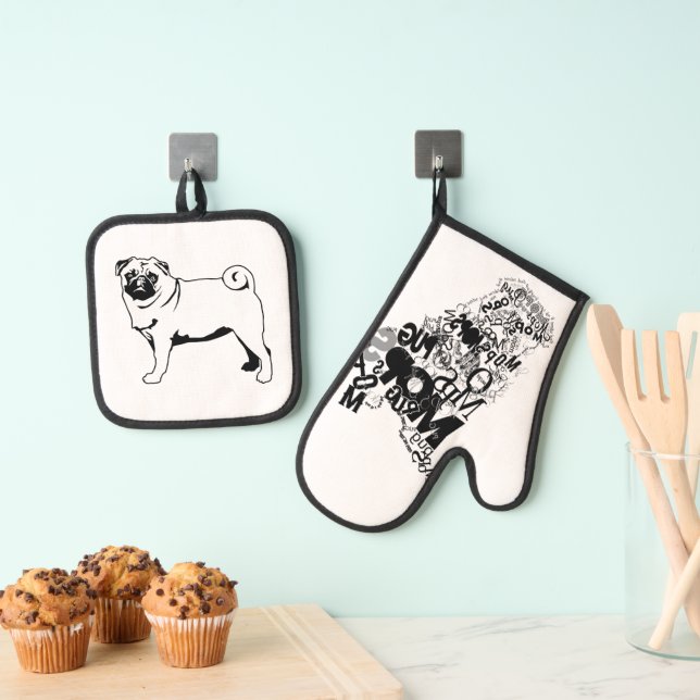 Mops der Typen Ofenhandschuh & Topflappen-Set (Insitu (Hängend))