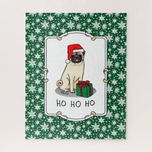 Mops der Weihnachtszeit (helle Weihnachtsmannmütze