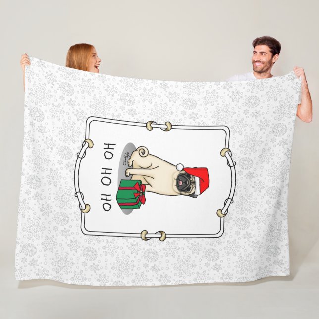 Mops der Weihnachtszeit (helle Weihnachtsmannmütze Fleecedecke (Beispiel)