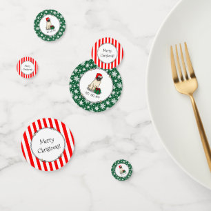 Mops der Weihnachtszeit (helle Weihnachtsmannmütze Konfetti