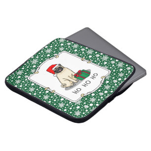 Mops der Weihnachtszeit (helle Weihnachtsmannmütze Laptopschutzhülle