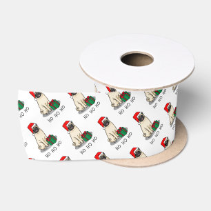 Mops der Weihnachtszeit (helle Weihnachtsmannmütze Satinband