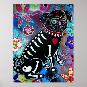 Mops Dia de los Muertos Dog Lover Poster