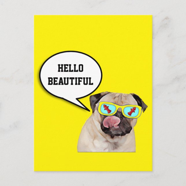 Mops, die ein Hydrantenposter lieben Postkarte (Vorderseite)