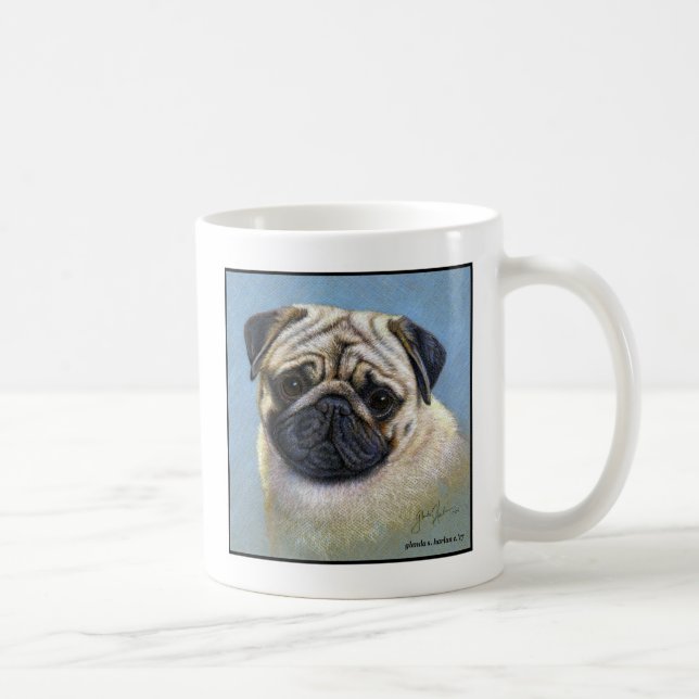 Mops Dog Art von Glenda S. Harlan Kaffeetasse (Rechts)