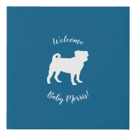 Mops Dog Baby Dusche Blue Puppy Boy Künstlicher Leinwanddruck