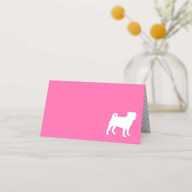 Mops Dog Baby Dusche Pink Puppy Girl Platzkarte (Vorderseite)