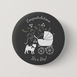 Mops Dog Baby Duwer Thema Welpe Geschlecht Neutral Button