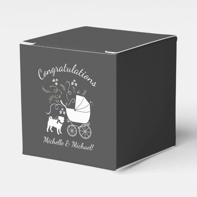Mops Dog Baby Duwer Thema Welpe Geschlecht Neutral Geschenkschachtel (Vorderseite)