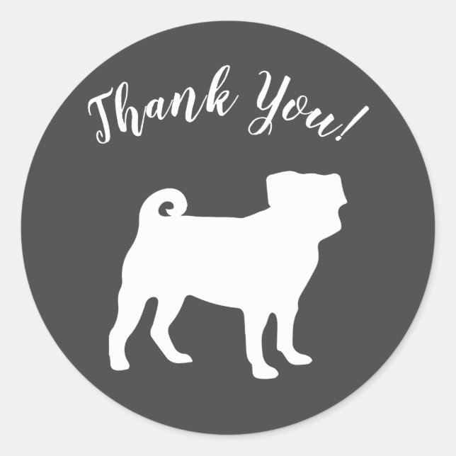 Mops Dog Baby Duwer Thema Welpe Geschlecht Neutral Runder Aufkleber (Vorderseite)