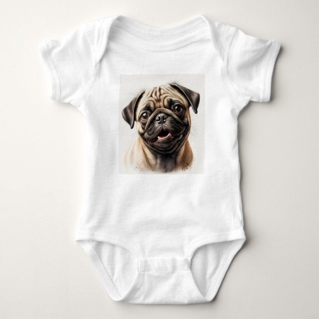 Mops Dog Baby Jersey Bodysuit Strampler (Vorderseite)
