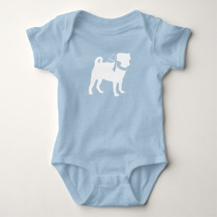 Mops Dog Baby Shower Blue mit Bow Strampler