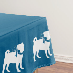 Mops Dog Baby Shower Blue mit Bow Tischdecke