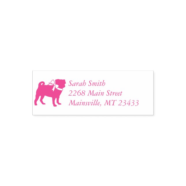 Mops Dog Babydusche Mädchen Pink mit Bow Permastempel (Design)