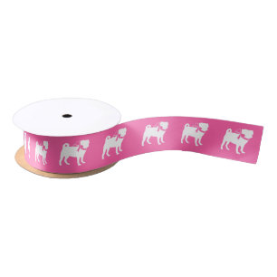 Mops Dog Babydusche Mädchen Pink mit Bow Satinband