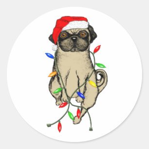 Mops Dog Bah Humpug Weihnachten Runder Aufkleber