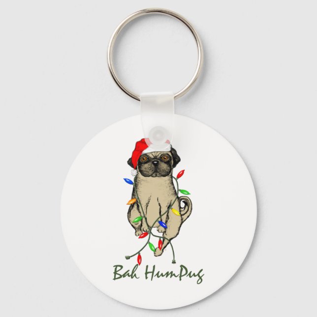 Mops Dog Bah Humpug Weihnachten Schlüsselanhänger (Vorderseite)