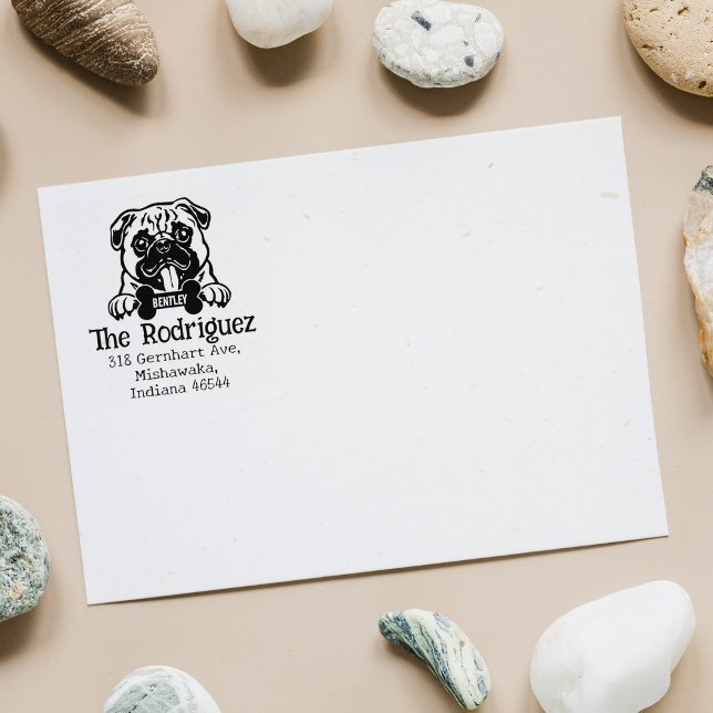 Mops Dog, benutzerdefinierte Rücksendeadresse Gummistempel (Von Creator hochgeladen)