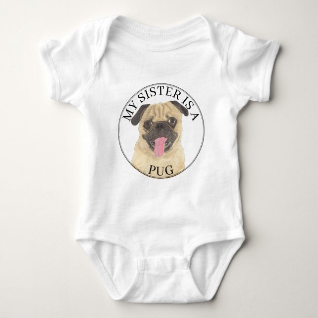 Mops Dog Big Sister Baby Strampler (Vorderseite)