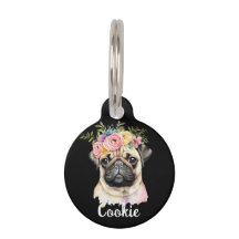 MOPS Dog Blume Aquarellfarben