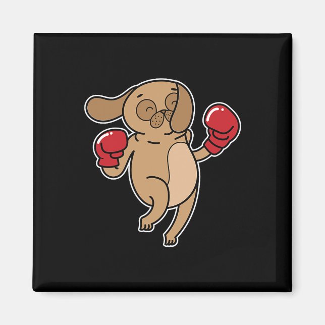 Mops Dog Boxing Magnet (Vorne)