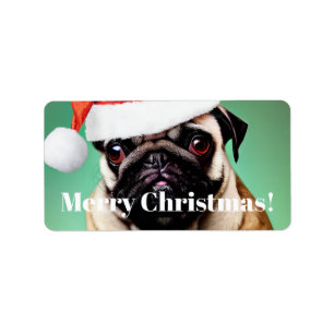 Mops Dog Christmas Adressaufkleber